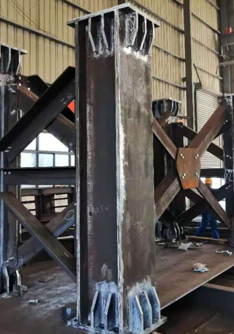 Prefabricated heavy steel welded in a heavy steel fabrication facility