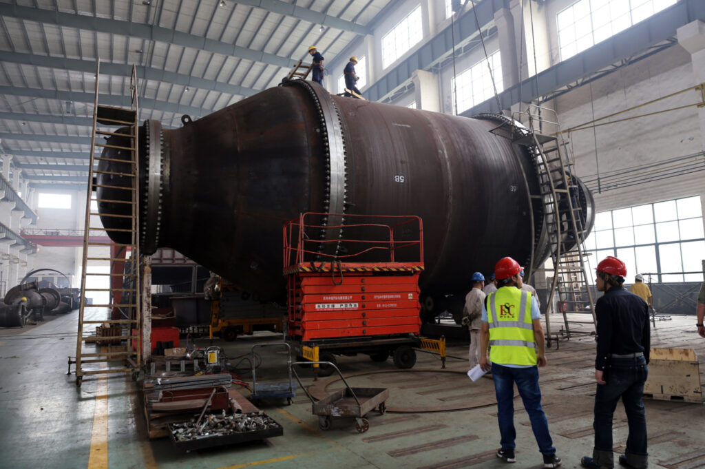 Fabricated heavy steel pressure vessel