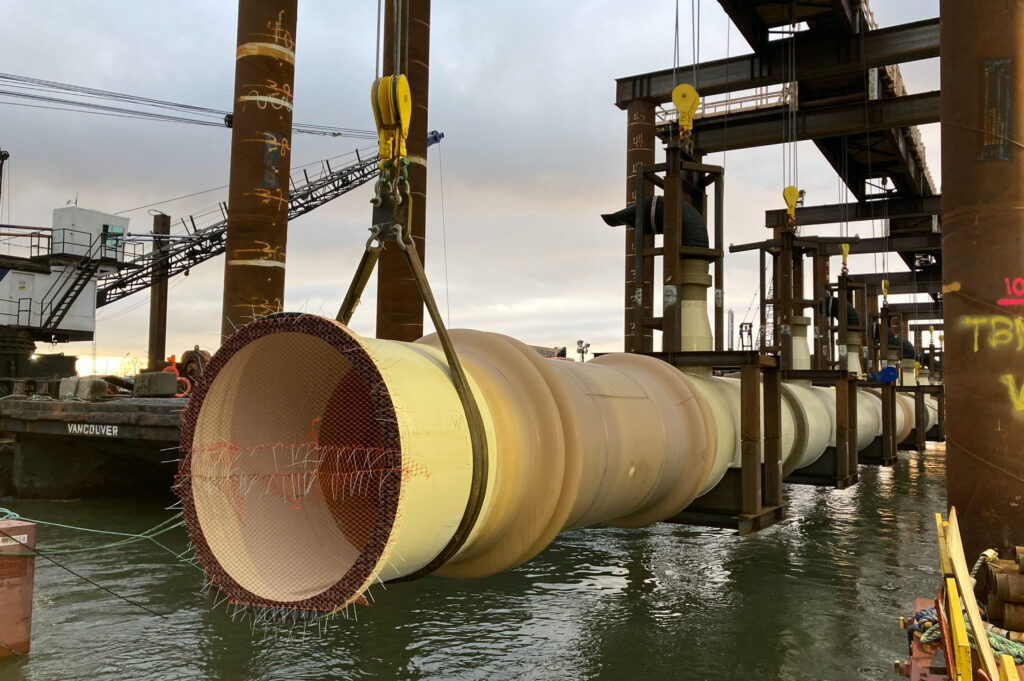 Fabricated heavy steel pipes used in water treatment