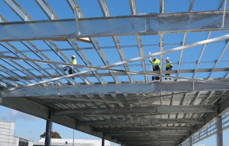 Structural steel hangar construction -Fabricated Steel Deck