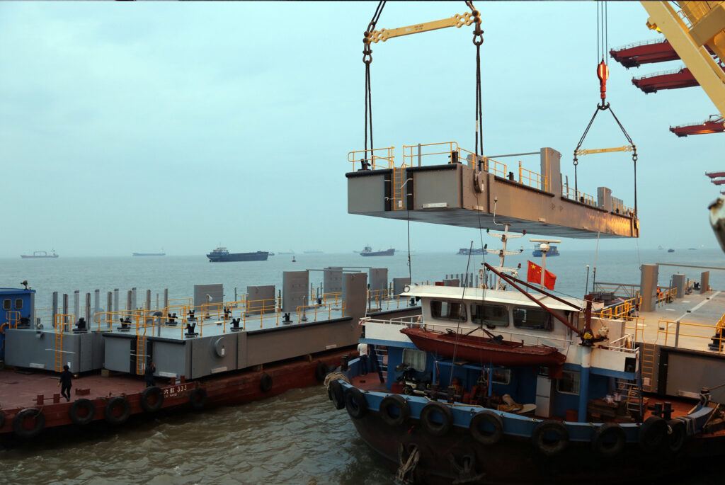 Sheet piles installed in sea ports