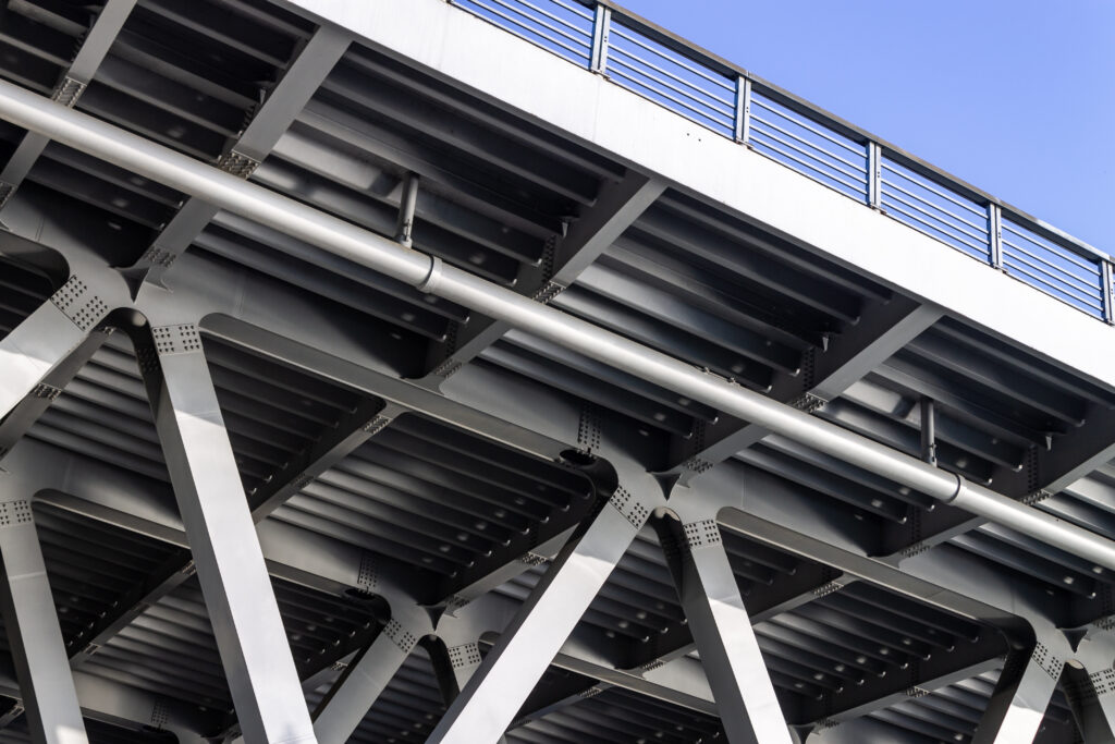 Steel decking framed for bridge construction