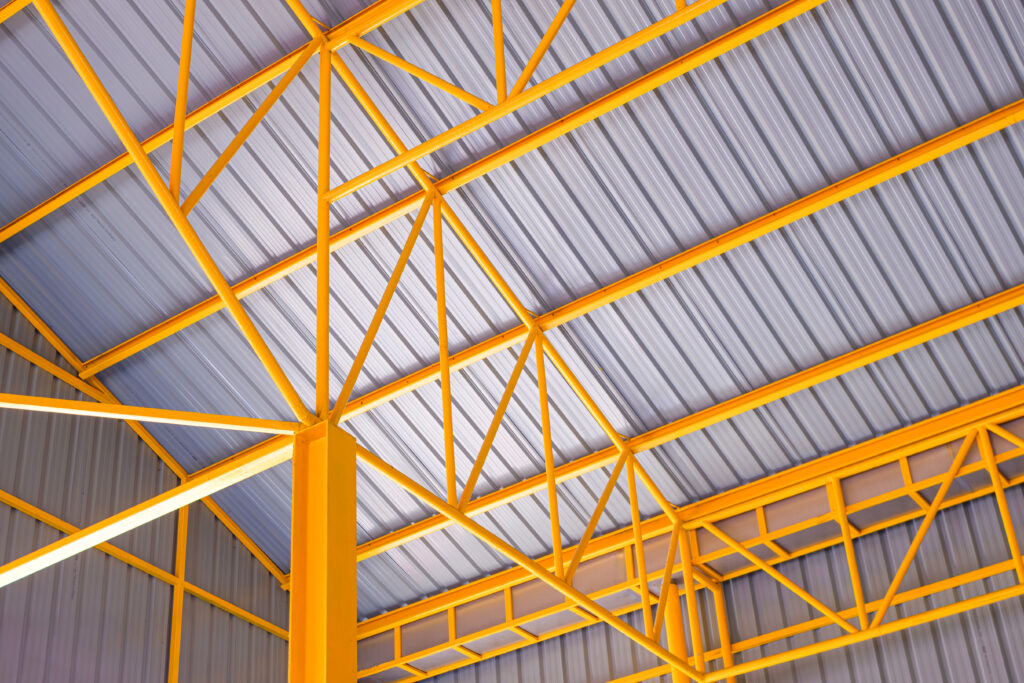 Yellow structural steel framed for facilities